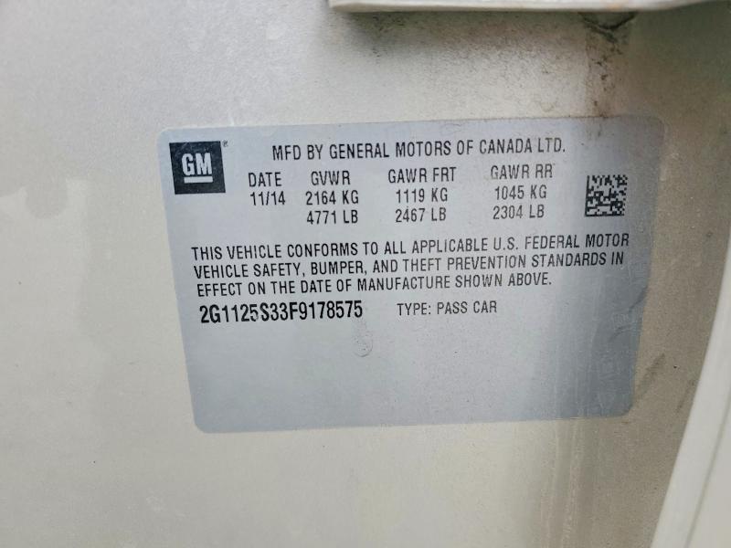 Aukcja sprzedaży 2015 Chevrolet Impala, vin: 2G1125S33F9178575, numer aukcji: 70529496