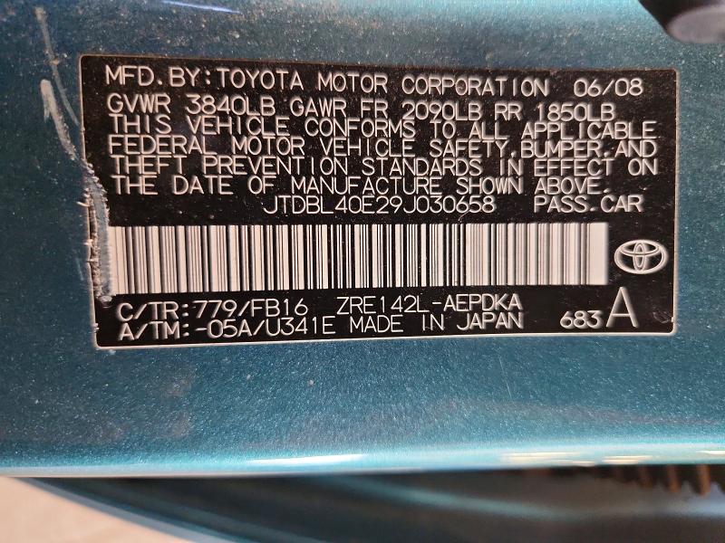 68333366 :رقم المزاد ، JTDBL40E29J030658 vin ، 2009 Toyt Corolla مزاد بيع