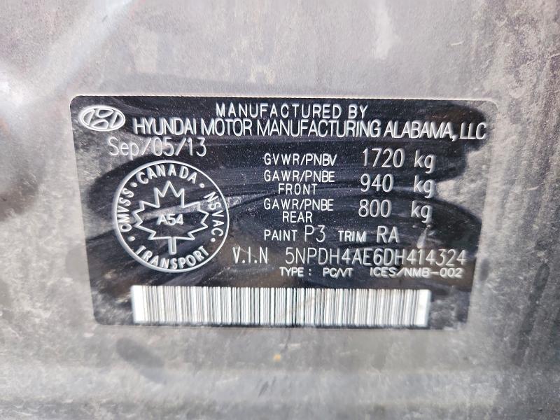Продаж на аукціоні авто 2013 Hyundai Elantra, vin: 5NPDH4AE6DH414324, номер лоту: 70789136