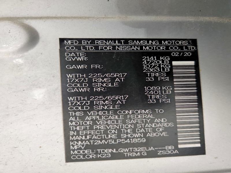 Продажа на аукционе авто 2020 Nissan Rogue, vin: KNMAT2MV5LP541859, номер лота: 70101726