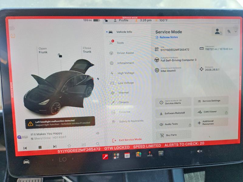 68851796 :رقم المزاد ، 5YJYGDEE2MF265472 vin ، 2021 Tesla Model Y مزاد بيع