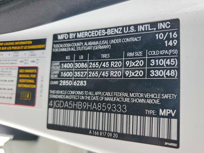 Продажа на аукционе авто 2017 Mercedes-benz Gle, vin: 4JGDA5HB9HA859333, номер лота: 68220046
