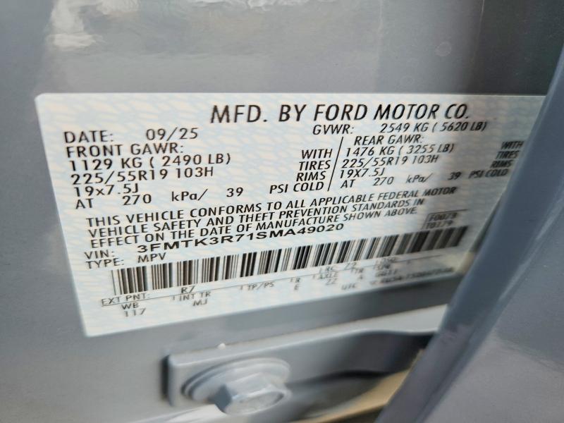 Продаж на аукціоні авто 2025 Ford Mustang Mach-e, vin: 3FMTK3R71SMA49020, номер лоту: 67043566