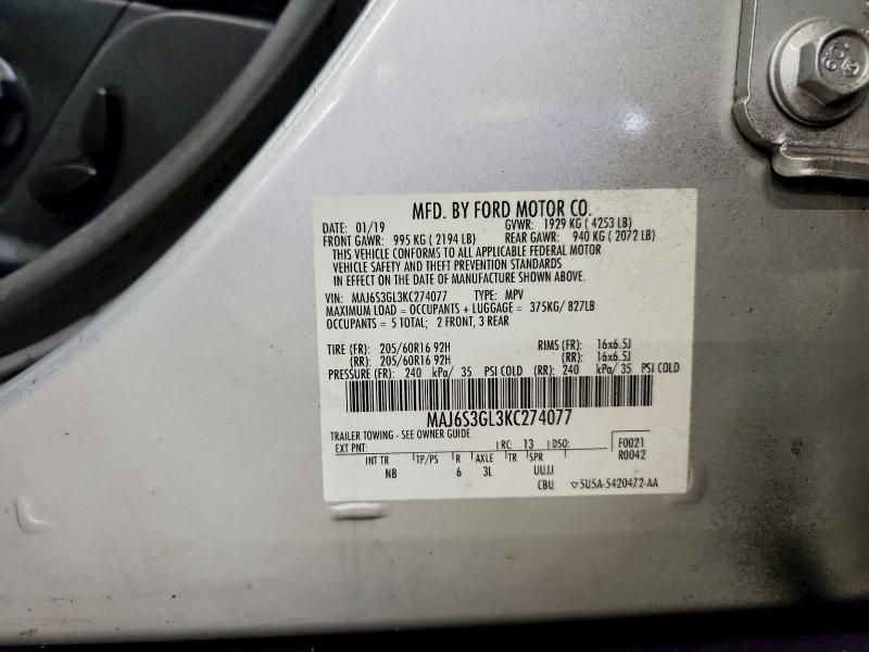 Aukcja sprzedaży 2019 Ford Ecosport, vin: MAJ6S3GL3KC274077, numer aukcji: 68882116