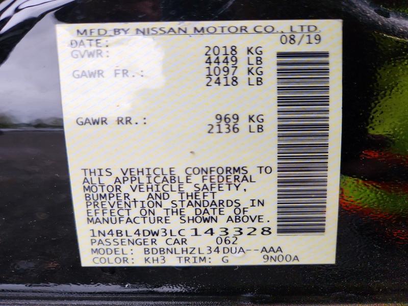 2020 Nissan Altima მანქანა იყიდება აუქციონზე, vin: 1N4BL4DW3LC143328, აუქციონის ნომერი: 70809626