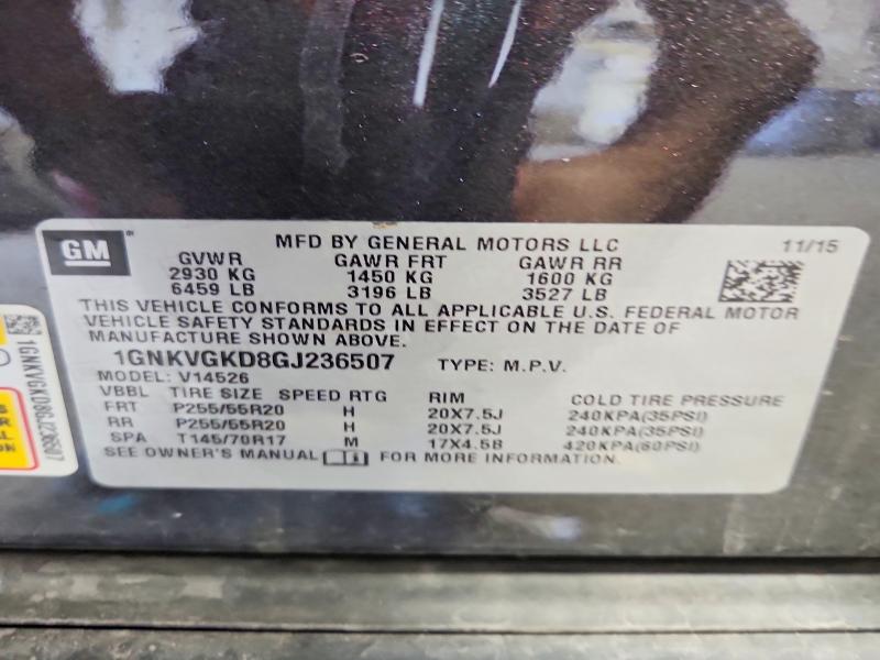 69562486 :رقم المزاد ، 1GNKVGKD8GJ236507 vin ، 2016 Chevrolet Traverse مزاد بيع
