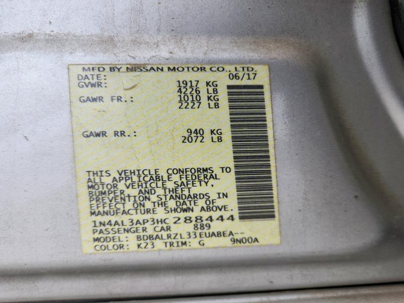 2017 Nissan Altima მანქანა იყიდება აუქციონზე, vin: 1N4AL3AP3HC288444, აუქციონის ნომერი: 69976626