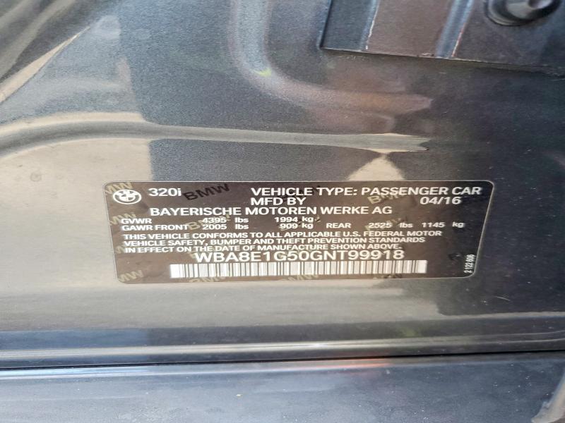 67528856 :رقم المزاد ، WBA8E1G50GNT99918 vin ، 2016 Bmw 320 مزاد بيع