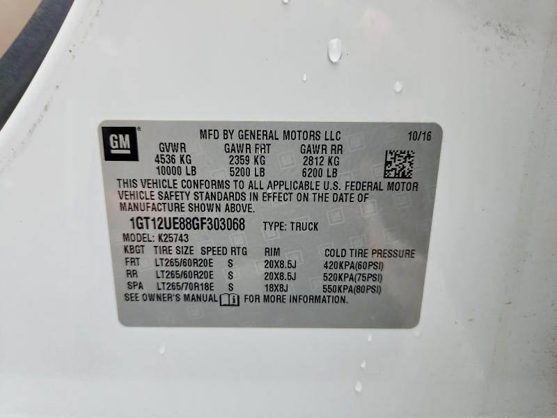 70254556 :رقم المزاد ، 1GT12UE88GF303068 vin ، 2016 Gmc Sierra مزاد بيع