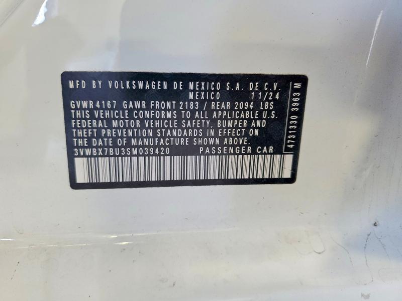 67322266 :رقم المزاد ، 3VWBX7BU3SM039420 vin ، 2025 Volkswagen Jetta مزاد بيع