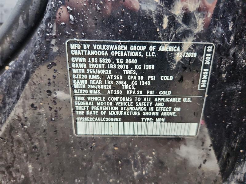 2020 Volkswagen Atlas Cross Sport მანქანა იყიდება აუქციონზე, vin: 1V26E2CA5LC209652, აუქციონის ნომერი: 67794626