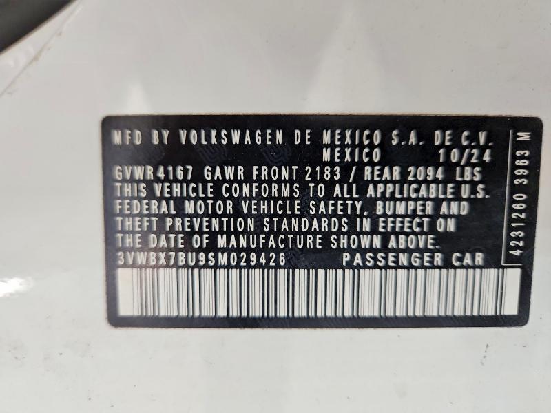 68962926 :رقم المزاد ، 3VWBX7BU9SM029426 vin ، 2025 Volkswagen Jetta مزاد بيع