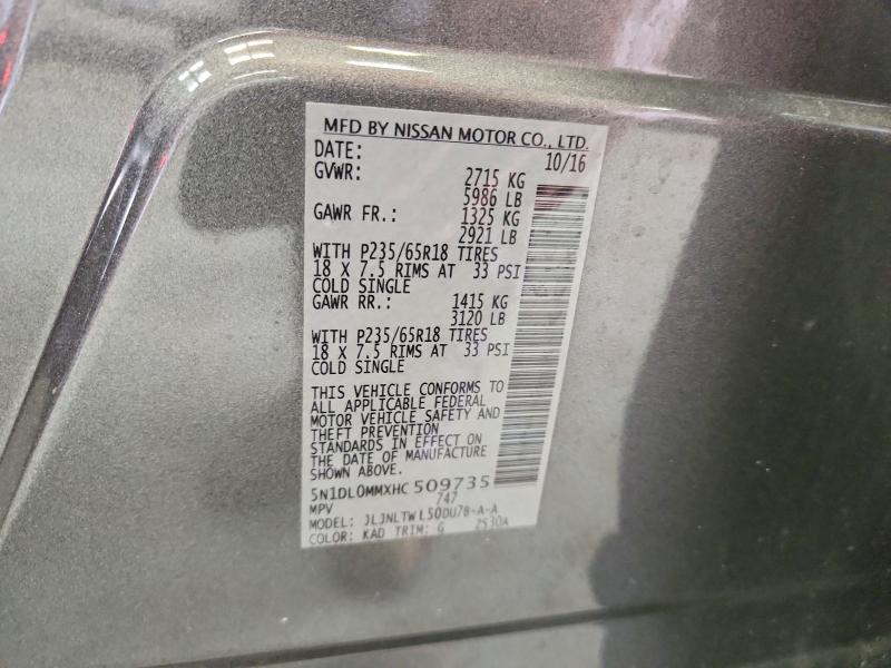 Aukcja sprzedaży 2017 Infiniti Qx60, vin: 5N1DL0MMXHC509735, numer aukcji: 71204376