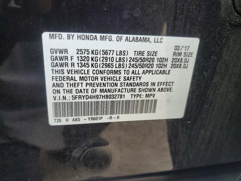 69883536 :رقم المزاد ، 5FRYD4H97HB032781 vin ، 2017 Acura Mdx مزاد بيع
