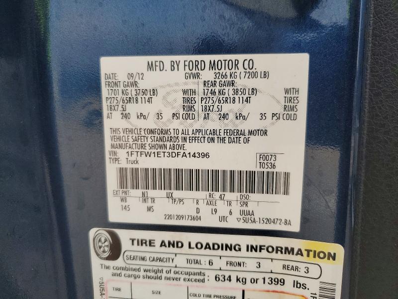 Aukcja sprzedaży 2013 Ford F150, vin: 1FTFW1ET3DFA14396, numer aukcji: 70243226