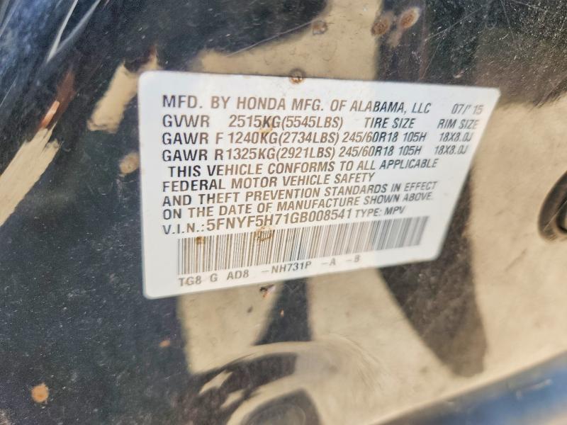 70778466 :رقم المزاد ، 5FNYF5H71GB008541 vin ، 2016 Honda Pilot مزاد بيع