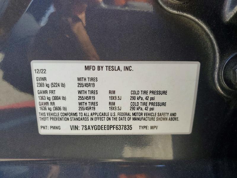 Продаж на аукціоні авто 2023 Tesla Model Y, vin: 7SAYGDEE0PF637835, номер лоту: 69331796