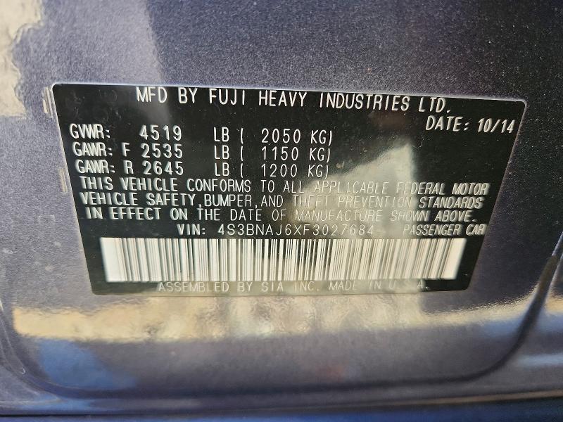 68960336 :رقم المزاد ، 4S3BNAJ6XF3027684 vin ، 2015 Subaru Legacy مزاد بيع