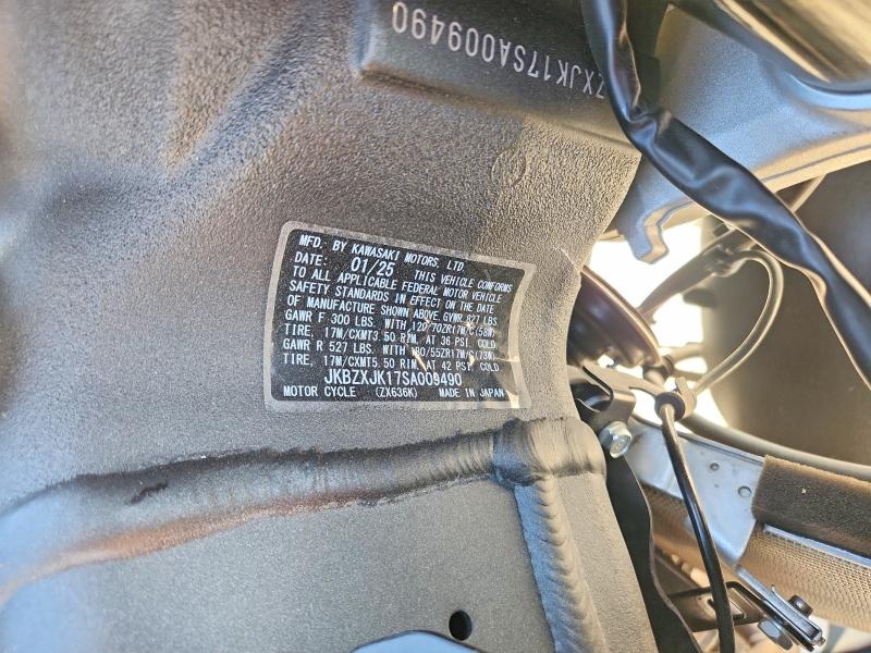 66790756 :رقم المزاد ، JKBZXJK17SA009490 vin ، 2025 Kawasaki Zx636 مزاد بيع