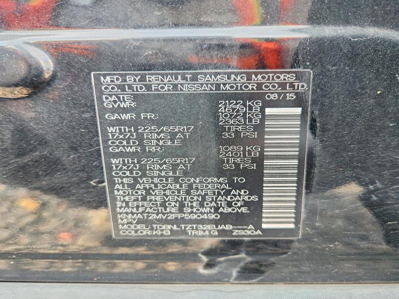 2015 Nissan Rogue მანქანა იყიდება აუქციონზე, vin: KNMAT2MV2FP590490, აუქციონის ნომერი: 67815636