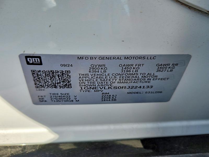 67550946 :رقم المزاد ، 1GNEVLKS0RJ224133 vin ، 2024 Chevrolet Traverse مزاد بيع
