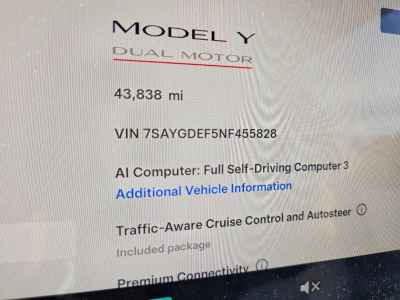 2022 Tesla Model Y მანქანა იყიდება აუქციონზე, vin: 7SAYGDEF5NF455828, აუქციონის ნომერი: 68931956