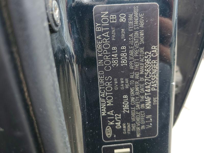 Aukcja sprzedaży 2012 Kia Forte, vin: KNAFT4A27C5639652, numer aukcji: 68228626