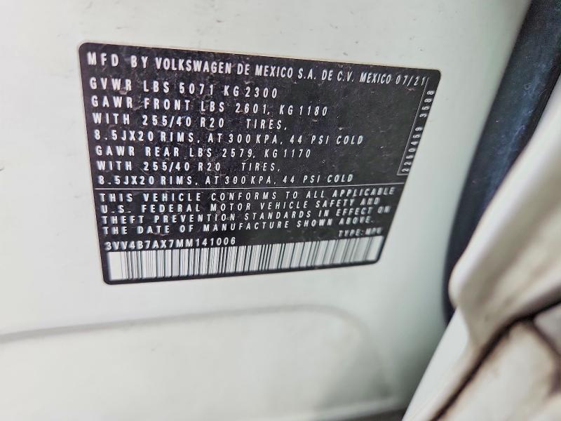Продаж на аукціоні авто 2021 Volkswagen Tiguan, vin: 3VV4B7AX7MM141006, номер лоту: 69309936