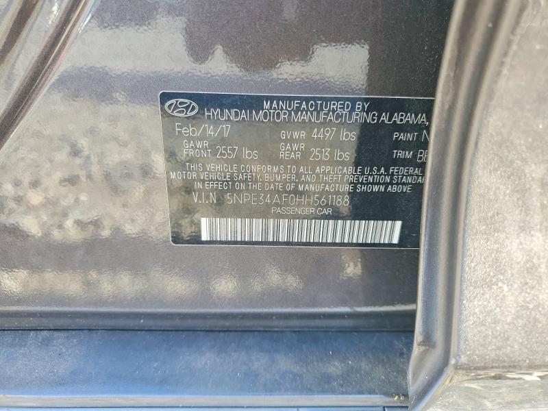 69791176 :رقم المزاد ، 5NPE34AF0HH561188 vin ، 2017 Hyundai Sonata مزاد بيع