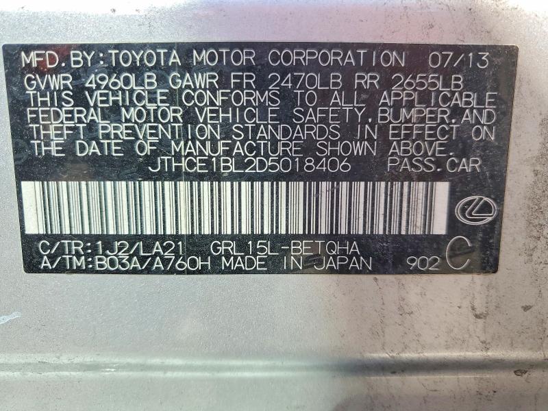 Продаж на аукціоні авто 2013 Lexus Gs, vin: JTHCE1BL2D5018406, номер лоту: 67469616