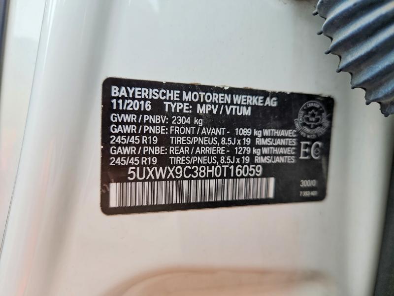 Продаж на аукціоні авто 2017 Bmw X3, vin: 5UXWX9C38H0T16059, номер лоту: 68296386