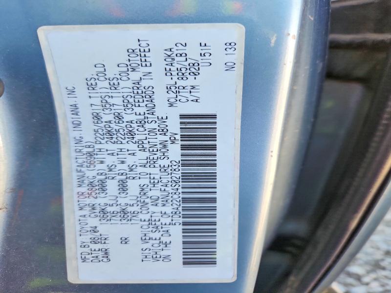 Aukcja sprzedaży 2004 Toyota Sienna, vin: 5TDBA22C84S027832, numer aukcji: 68709386