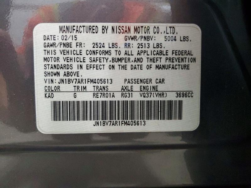 2015 Infiniti Q50 მანქანა იყიდება აუქციონზე, vin: JN1BV7AR1FM405613, აუქციონის ნომერი: 69599426