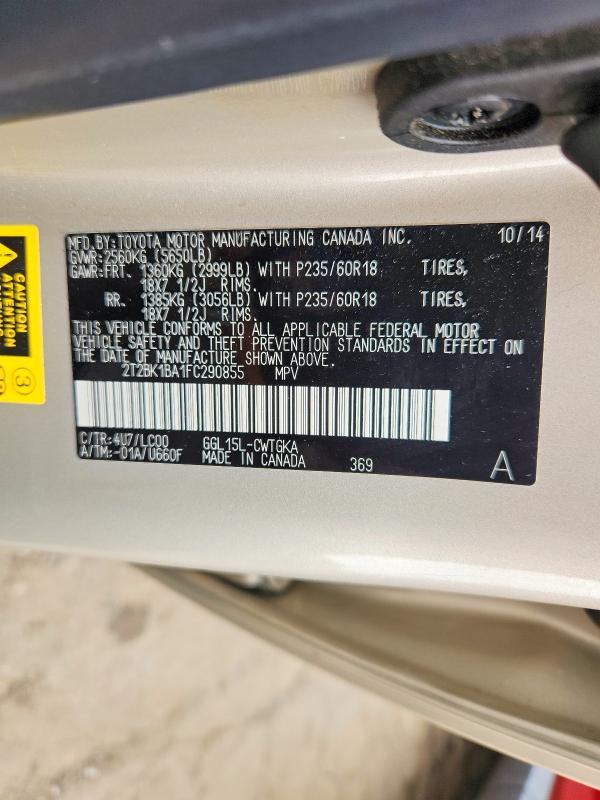 Aukcja sprzedaży 2015 Lexus Rx 350, vin: 2T2BK1BA1FC290855, numer aukcji: 70144746