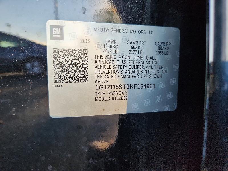 Продажа на аукционе авто 2019 Chevrolet Malibu, vin: 1G1ZD5ST9KF134661, номер лота: 67921936