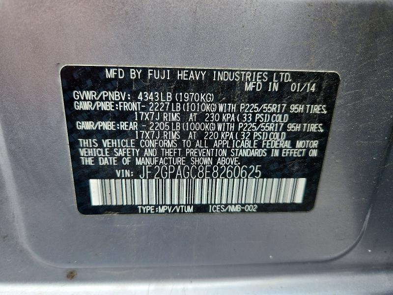 70310666 :رقم المزاد ، JF2GPAGC8E8260625 vin ، 2014 Subaru Xv Crosstrek مزاد بيع