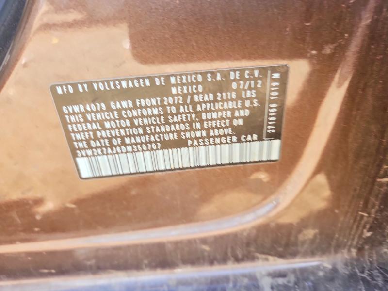 Продажа на аукционе авто 2013 Volkswagen Jetta, vin: 3VW2K7AJ6DM350767, номер лота: 67669596