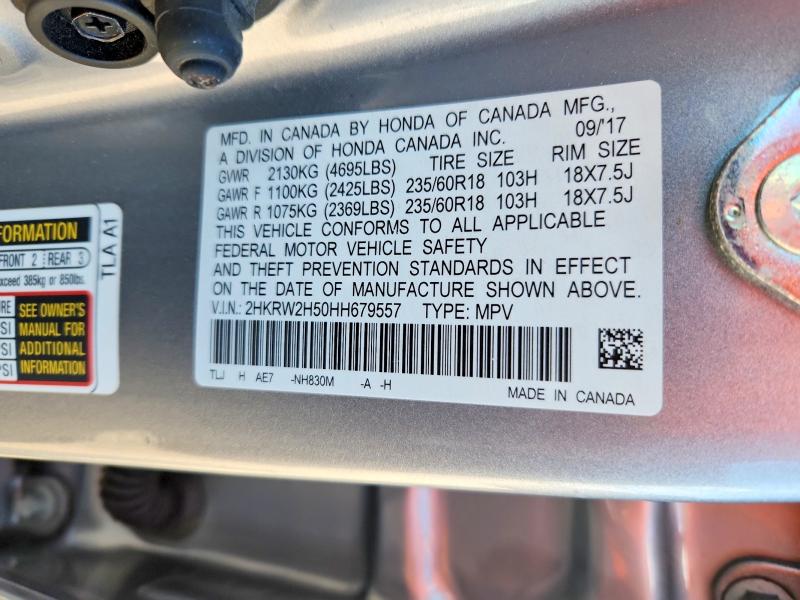 Продаж на аукціоні авто 2017 Honda Cr-v, vin: 2HKRW2H50HH679557, номер лоту: 67873236