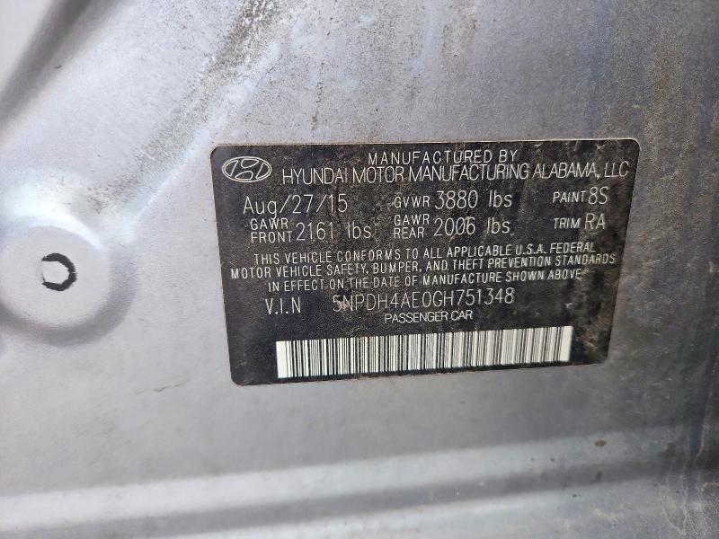 Продаж на аукціоні авто 2016 Hyundai Elantra, vin: 5NPDH4AE0GH751348, номер лоту: 70670796
