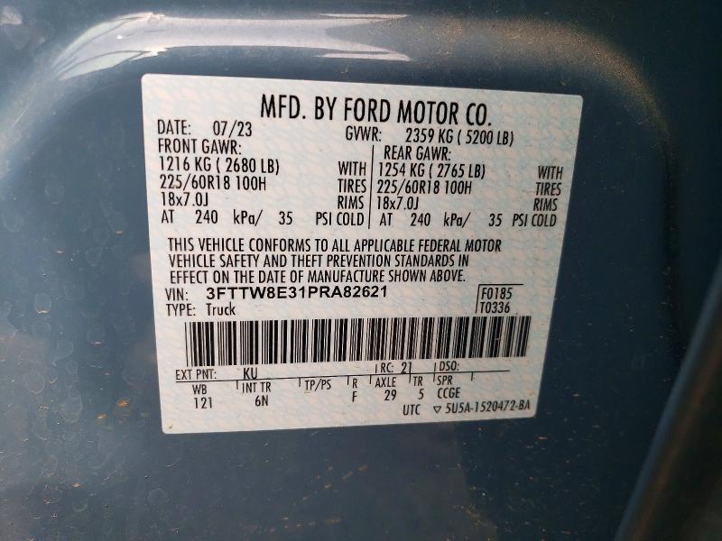 70306306 :رقم المزاد ، 3FTTW8E31PRA82621 vin ، 2023 Ford Maverick مزاد بيع
