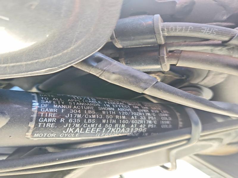 70239686 :رقم المزاد ، JKALEEF17KDA31296 vin ، 2019 Kawasaki Kle650 مزاد بيع