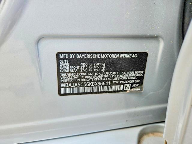 66238846 :رقم المزاد ، WBAJA5C56KBX86641 vin ، 2019 Bmw 530 مزاد بيع