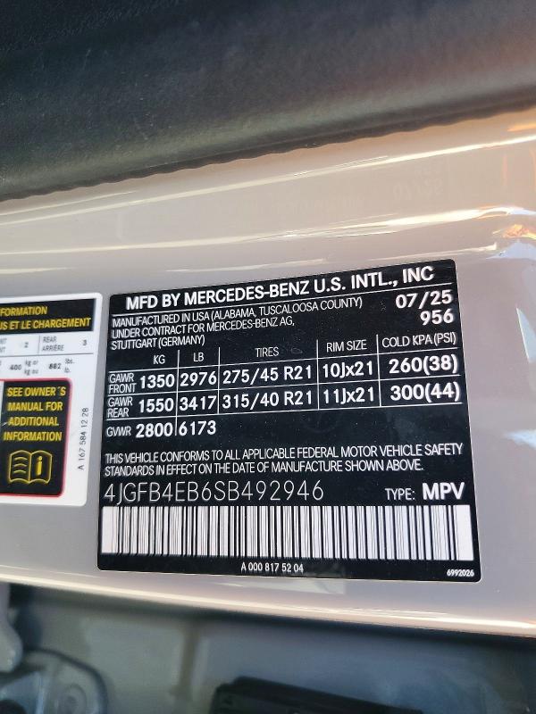 69691556 :رقم المزاد ، 4JGFB4EB6SB492946 vin ، 2025 Mercedes-benz Gle مزاد بيع