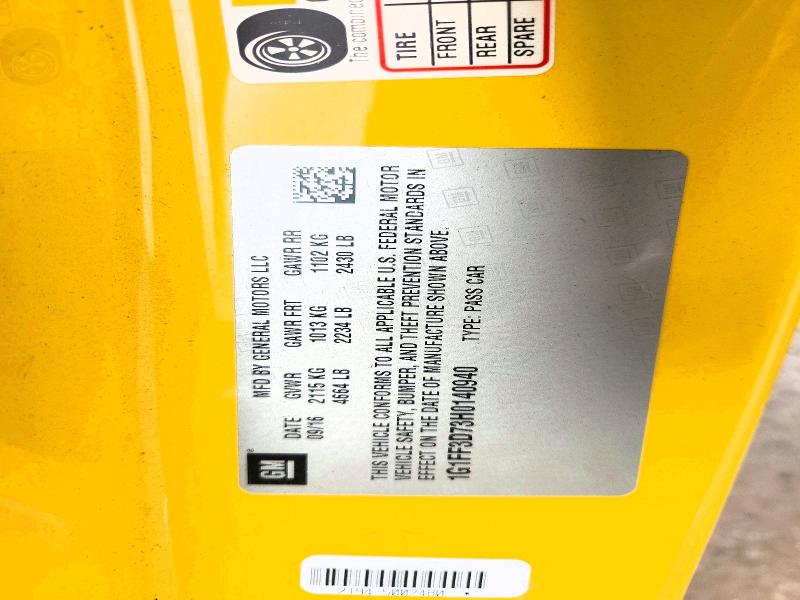 67832546 :رقم المزاد ، 1G1FF3D73H0140940 vin ، 2017 Chevrolet Camaro مزاد بيع