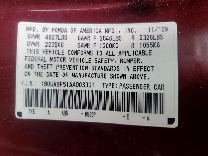 2010 Acura Tl მანქანა იყიდება აუქციონზე, vin: 19UUA9F51AA003301, აუქციონის ნომერი: 67433536