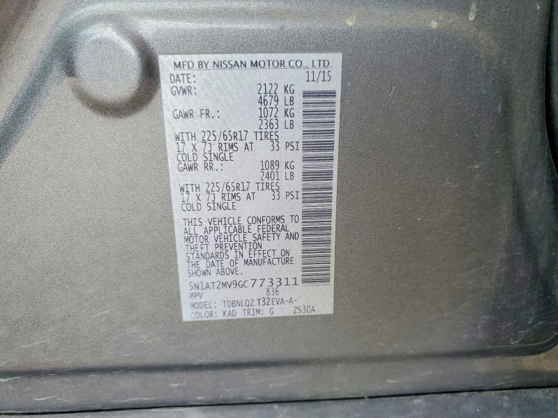 Продаж на аукціоні авто 2016 Nissan Rogue, vin: 5N1AT2MV9GC773311, номер лоту: 69003396