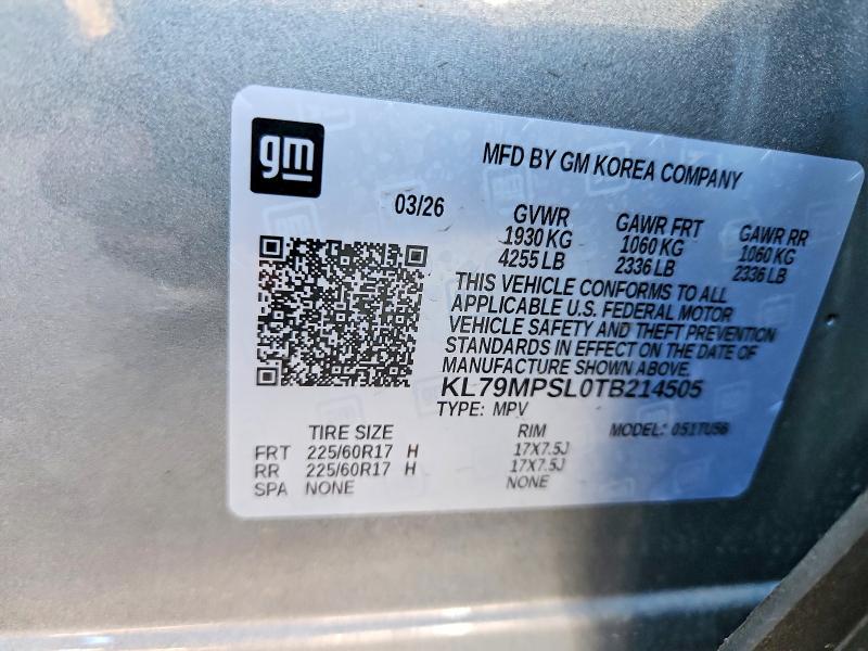 Продаж на аукціоні авто 2026 Chevrolet Trailblazer, vin: KL79MPSL0TB214505, номер лоту: 70909506