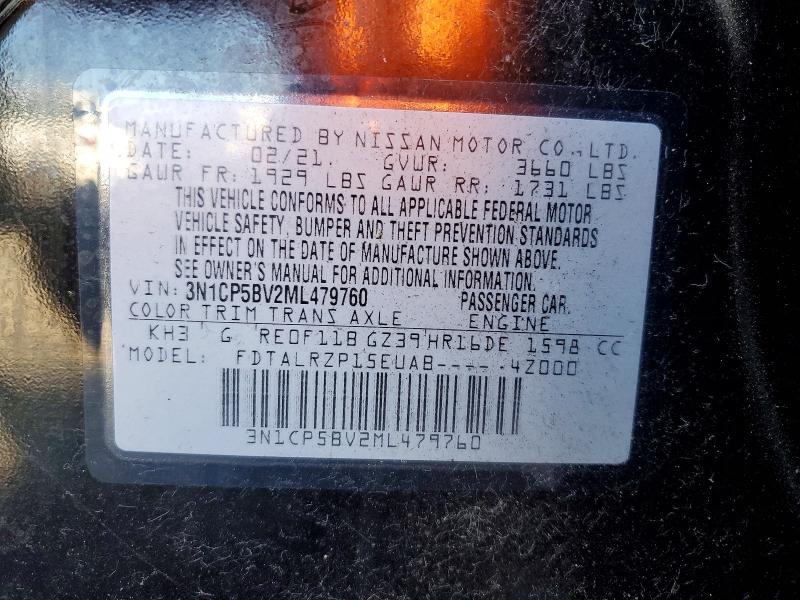 68256726 :رقم المزاد ، 3N1CP5BV2ML479760 vin ، 2021 Nissan Kicks مزاد بيع