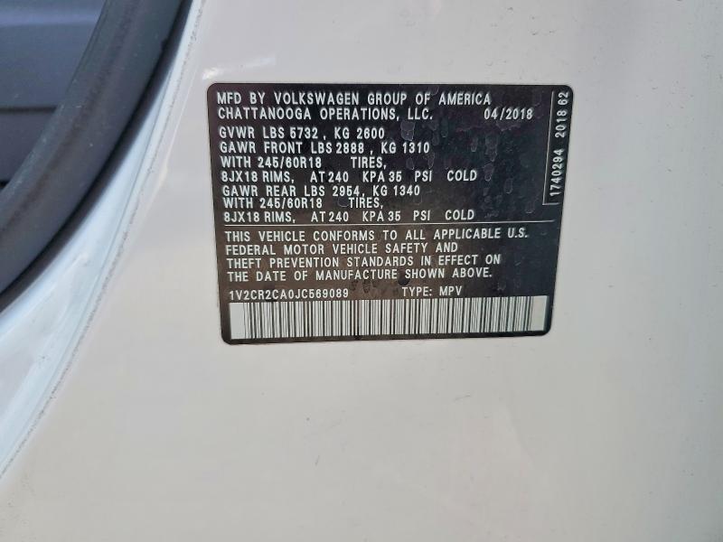 Продаж на аукціоні авто 2018 Volkswagen Atlas Se, vin: 1V2CR2CA0JC569089, номер лоту: 69061236