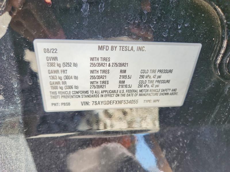 Aukcja sprzedaży 2022 Tesla Model Y, vin: 7SAYGDEFXNF534055, numer aukcji: 66893786